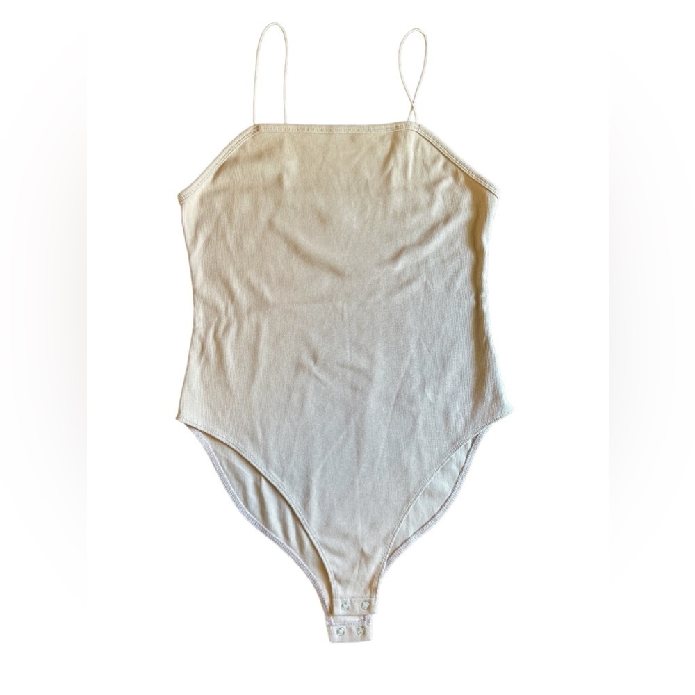 Wild Fable Ribbed Bodysuit, Nude Colored, Size L